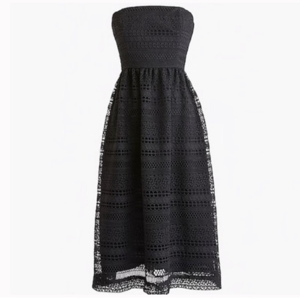 J crew tube dress black lace with underlay